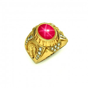 Nhẫn ruby sao to vàng tây
