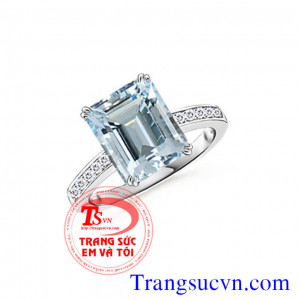 Nhẫn Aquamarine,nhẫn nữ đá quý, nhẫn đẹp,nhẫn mệnh thủy,nhẫn mộc,nhẫn vàng tây,nhân trắng,aquamarine,kiểm định