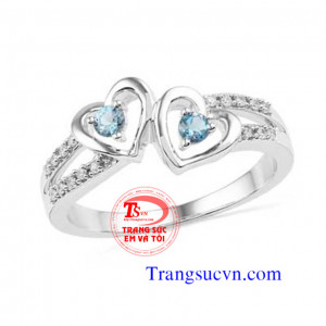 Nhẫn trái tim nữ vàng tây