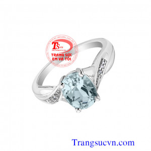 Nhẫn nữ vàng tây đá Aquamarine