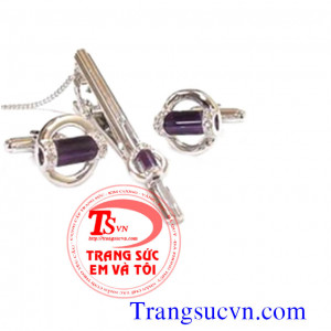 Kẹp Caravat vàng tây đá thiên thạch 