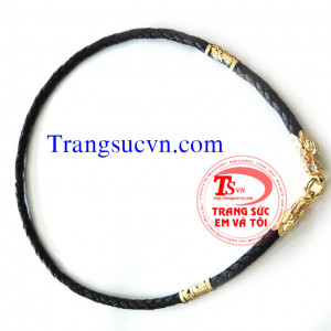 Bán Dây da bọc rồng vàng 18k,giá day da boc vang tay 18k kèm giấy kiểm định Vàng,dây chuyền vàng tây 18k hình rồng dây da màu đen,vòng cổ da cho nam
