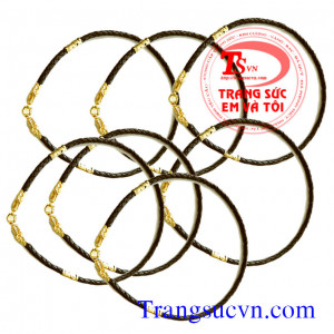 Bán Dây da bọc rồng vàng 18k,giá day da boc vang tay 18k kèm giấy kiểm định Vàng,dây chuyền vàng tây 18k hình rồng dây da màu đen,vòng cổ da cho nam