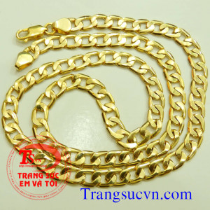  Dây chuyền vàng tây 10k   Loại sản phẩm: Dây chuyền vàng  Loại vàng tây: Vàng tây 10k (41,6%Au)  - Trọng lượng vàng:  chỉ  - Chiều dài dây: 53 cm  - Chiều ngang dây: 6,20 mm  - Chiều dày dây: 1,20 mm  Màu sắc dây: Vàng  Xuất xứ: Việt Nam  Phạm vi bán: To