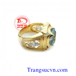 Nhẫn nam đá Aquamarine