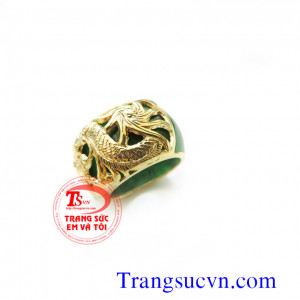 Nhẫn ngọc Rồng vàng tây 10k (41,6% Au) sản phẩm có giấy kiểm định vàng kèm theo nhẫn ngọc cẩm thạch màu xanh