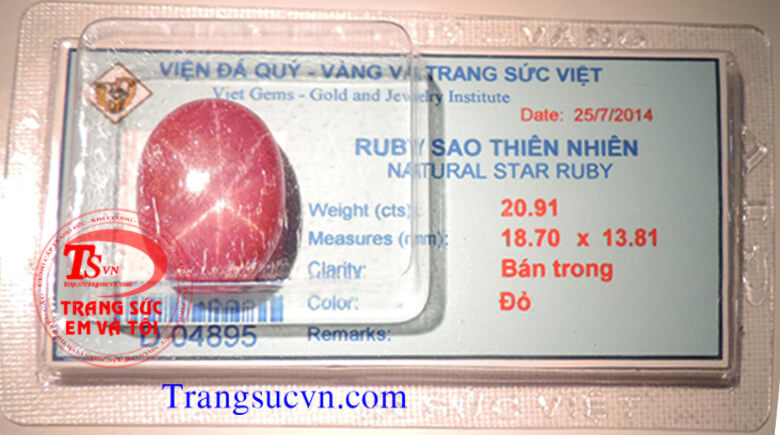 Natural Star Ruby Vietnam
