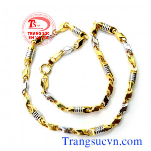 Dây chuyền vàng hai màu bền đẹp, bảo hành uy tín, giao hàng toàn quốc. 