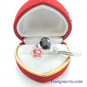 Nhẫn nữ vàng gắn đá quý Sapphire thiên nhiên dành cho phái đẹp, đeo hợp thời trang và quý phái