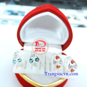 Bông tai bạc gắn đá