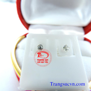 Bông tai bạc gắn kim cương nhân tạo 3,0 ly