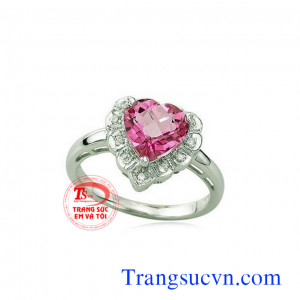 Nhẫn vàng trắng gắn đá Tourmaline