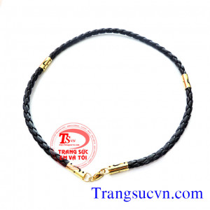 Kiểu chế tác: Dây da bọc vàng đúc 2 đầu rồng nổi 2 đốt rồng móc tròn đẹp đeo mặt không sợ chạy.