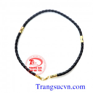 Kiểu chế tác: Dây da bọc vàng đúc 2 đầu rồng nổi 2 đốt rồng móc tròn đẹp đeo mặt không sợ chạy.