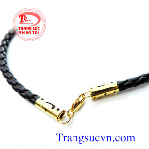 Kiểu chế tác: Dây da bọc vàng đúc 2 đầu rồng nổi 2 đốt rồng móc tròn đẹp đeo mặt không sợ chạy.