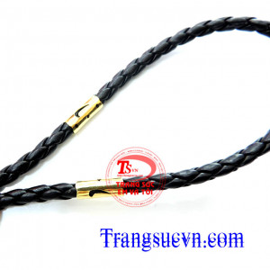 Kiểu chế tác: Dây da bọc vàng đúc 2 đầu rồng nổi 2 đốt rồng móc tròn đẹp đeo mặt không sợ chạy.
