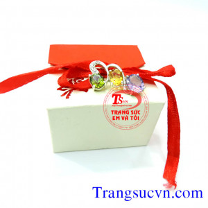 Mặt dây chuyền bạc gắn đá thạch anh vàng,tím