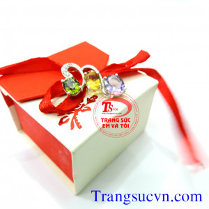 Mặt dây chuyền bạc gắn đá thạch anh vàng,tím