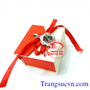Mặt dây chuyền bạc gắn đá toumaline
