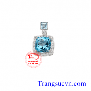 Mặt đá Topaz vuông vàng trắng