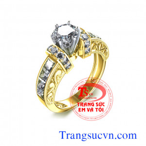 Nhẫn vàng tây kim cương