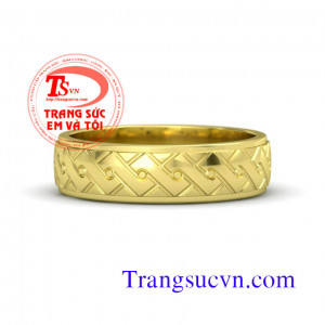Nhẫn nam vàng tây họa tiết