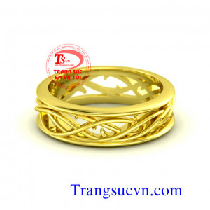 Nhẫn nam vàng tây chạm khắc