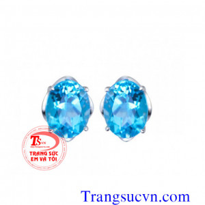 Hoa tai đá topaz trơn