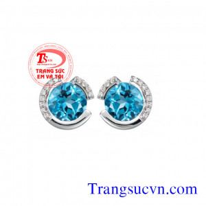 Hoa tai vàng trắng Topaz