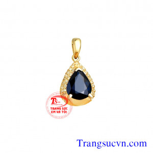 Mặt đá saphir lam vàng tây 18k