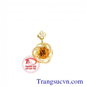 Mặt dây chuyền đá Citrine vàng 14k