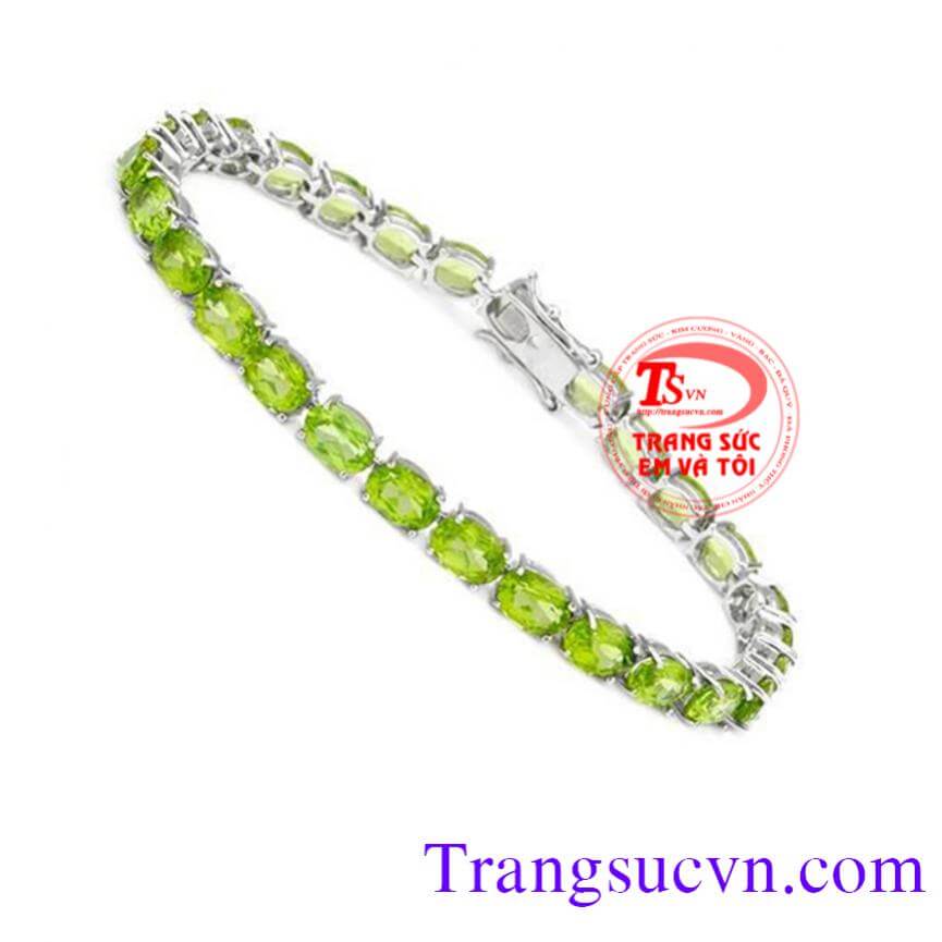 Lắc tay đá Peridot vàng trắng 18k