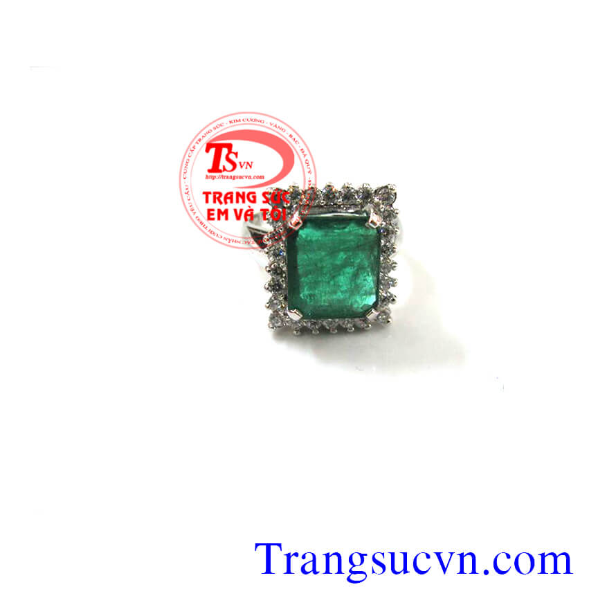 Nhẫn nữ đá Emerald vuông