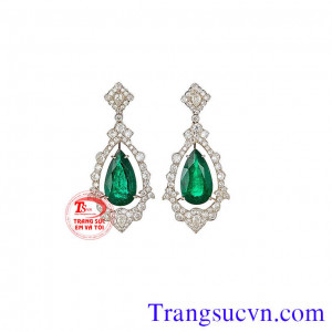 Hoa tai Emerald thiên nhiên vàng tây