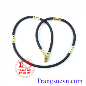 Dây chuyền nam cao su móc vàng tây