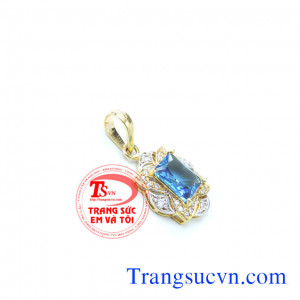 Mặt dây đá Topaz xanh
