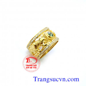 Nhẫn nam con hổ vàng tây chất lượng vàng đảm đeo bền đẹp sáng bóng, tinh tế và sang trọng dành cho phái mạnh