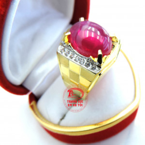 Nhẫn nam vàng tây 18k gắn đá