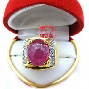 Nhẫn nam vàng tây 18k gắn đá