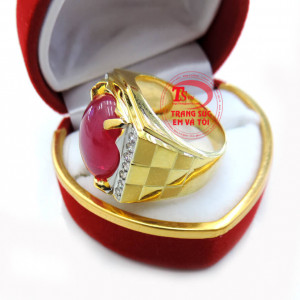 Nhẫn nam vàng tây 18k gắn đá