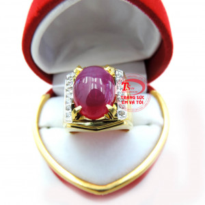 Nhẫn nam vàng tây 18k gắn đá