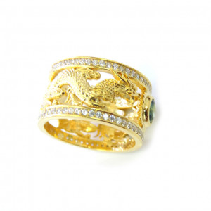 Nhẫn nam vàng tây gắn đá quý