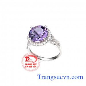 Nhẫn thạch anh tím nữ