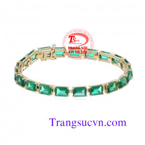 Lắc tay vàng tây đá emerald