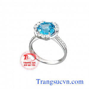 Nhẫn đá topaz vàng tây 14k