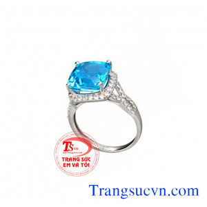 Nhẫn Topaz vuông đá