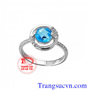 Nhẫn vàng trắng topaz