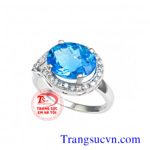Nhẫn vàng trắng đá topaz