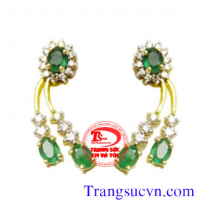 Hoa tai,doi bong tai,doi hoa tai,hoa tai da emerald,hoa tai ngoc luc bao,hoa ta dep,emerald,cặp bông tai,nu vang tay,nu đeo tai