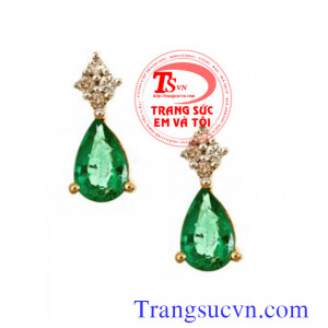 Đôi bông tai emerald giọt nước